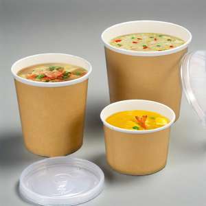 Factory Supply Disposable Porridge Bucket Can Print logo Takeaway Box Kraft Paper Soup Bucket Porridge Cup Paper Bowl Soup Cup - Product Image 3