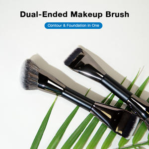 Brocha de Maquillaje 2 en 1 de Pelo Sintético con Mango de Madera, Doble Punta, para Base y Colorete - Product Image 3