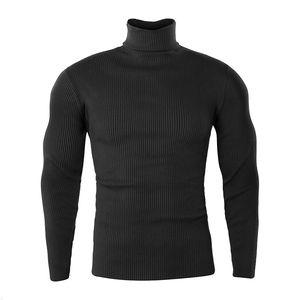 Automne et hiver nouvelle mode hommes haut col haut pull décontracté chaud tricoté hommes pull - Product Image 5
