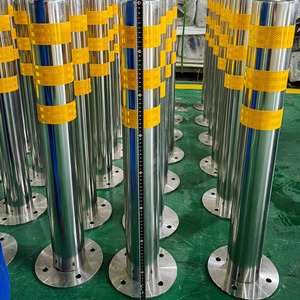 Barrière de signalisation routière, couvercle de <span class=keywords><strong>barricade</strong></span> de stationnement extérieur, poteau de signalisation, poteau de signalisation en acier inoxydable argenté, facile à installer, personnalisable - Product Image 5