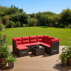 Set Divano da Esterno Alabaco Stun 8 Pezzi in Polyrattan Marrone con Cuscini, Arredamento da Giardino dal Design Contemporaneo - Product Image 2