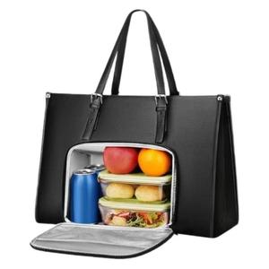 女性用スタイリッシュなキルティングラップトップトートバッグ断熱ランチコンパートメント環境に優しいファッションピクニックワークバッグビジネスレディース - Product Image 3