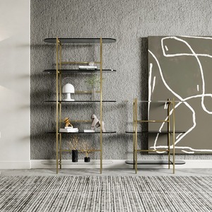Estantería de viento crema multicapa, soporte de exhibición de suelo a suelo para sala de estar, porche, oficina, partición o almacenamiento en estante de CD - Product Image 4