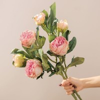 Penjualan Panas Kualitas Tinggi Ukuran Besar 2-Kepala Tangkai Tunggal Bunga Peony Sutra Buatan Sentuhan Realistis Buket untuk Acara Pernikahan dan Paskah