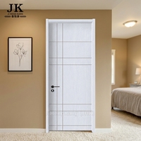 Porte intérieure en bois personnalisable JHK-P24, design simple, rainures sculptées, finition lisse, pour bureau et appartement - Porte en PVC à poignée