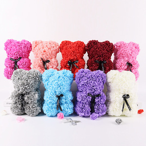 Ammy 25cm Artificial Custom Flower Teddy Flower Rose Bear For Valentine Promotion Gift