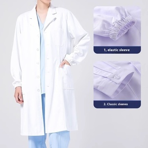 Cappotto da laboratorio a manica lunga bianca resistente agli alcali acidi per studenti ricercatori impermeabilizzano gli ospedali di biologia chimica medica - Product Image 6