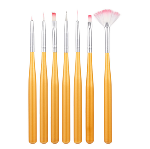 Kit de 7 pinceaux à ongles roses pour nail art, marque privée, pour liner, peinture, dessin, poils en nylon, conception de gel, salon de manucure - Product Image 2