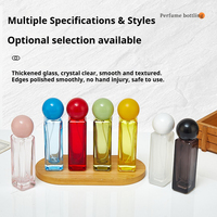 Flacon pulvérisateur de parfum en verre transparent carré plat de 20 ml avec bouchon à bille coloré, rechargeable, format voyage, conteneur cosmétique