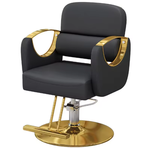 Nouvelle chaise de salon blanche en métal électroplaqué pour la coupe et la coloration des cheveux, avec levage simple en cuir, pouvant être retournée à l'envers, chaise de barbier - Product Image 1