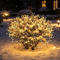 Guirlande lumineuse LED 100 LED avec baies vertes claires, fil de 2 m, guirlande lumineuse en grappe avec minuterie pour la décoration de Noël