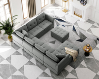 Kostenloser Versand Minimalistische Tiefe Sektionalsofas Große Modulare Couch U-förmige Graue Sofas