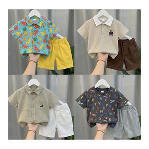 Ensembles de vêtements pour enfants en coton modal sans marque, pyjamas décontractés unis, t-shirt à manches courtes et short, tenue d'été fine pour la maison, assortiment varié - Product Image 2