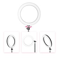 Lumière Annulaire LED Dimmable 26cm/10 Pouces pour Selfie, Lampe de Photographie en Plastique pour Téléphone Mobile et Vidéo en Direct, Multi-Fonctionnalités