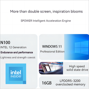 2024 새로운 14 인치 + 14 인치 더블 모니터 요가 노트북 인텔 셀러론 N95 <span class=keywords><strong>RGB</strong></span> <span class=keywords><strong>16GB</strong></span> 32GB 듀얼 스크린 터치 오피스 비즈니스 노트북 - Product Image 4