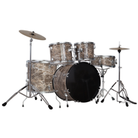 Ensemble de batterie acoustique métallique 5 pièces avec 2 cymbales, corps en peuplier, et supports complets pour la pratique à domicile et les débutants (enfants) - Vente en gros