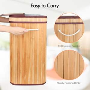 Panier à linge pliable en bambou durable avec couvercle, taille et logo personnalisables pour l'organisation domestique - Vente en gros - Product Image 6