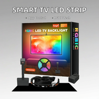 Bande lumineuse LED RGBIC pour téléviseur intelligent de 55 à 65 pouces, 12 V, contrôle par application, bande lumineuse LED de 16,4 pieds, synchronisation musicale, guirlandes lumineuses pour téléviseur et caméra