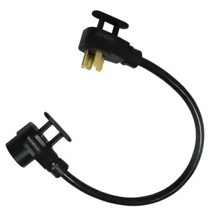 30A 50A Caja cargador de coche NEMA 14-50P a 14-50R Cable de alimentación eléctrico negro macho a hembra para Marine Shore