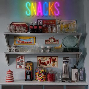 Enseigne néon « Snacks » en acrylique, décoration murale pour boutiques et cafés, lumière néon colorée à intensité variable, alimentée par USB - Product Image 5