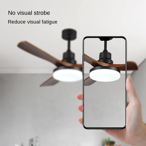 Ventilador de Techo LED Moderno de Madera Maciza y Metal con Control Remoto, Luz de Espectro Completo, 6 Velocidades, Regulable para Baño - Product Image 3