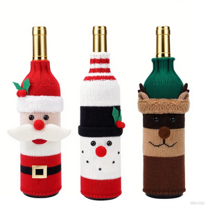 Santa Claus Muñeco de nieve Reno Elementos Cenas de Navidad adecuadas Reuniones familiares Christmasthemed Cubiertas para botellas de vino - Product Image 1