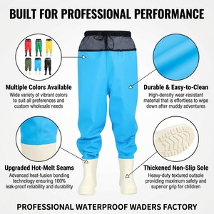 Senshuo Cyan Azure Tots Waist Waders Drawstring Mesh Ventilated Featherweight <span class=keywords><strong>Vinyl</strong></span> Kids Hip Pants Waders for Backyard - Product Image 3