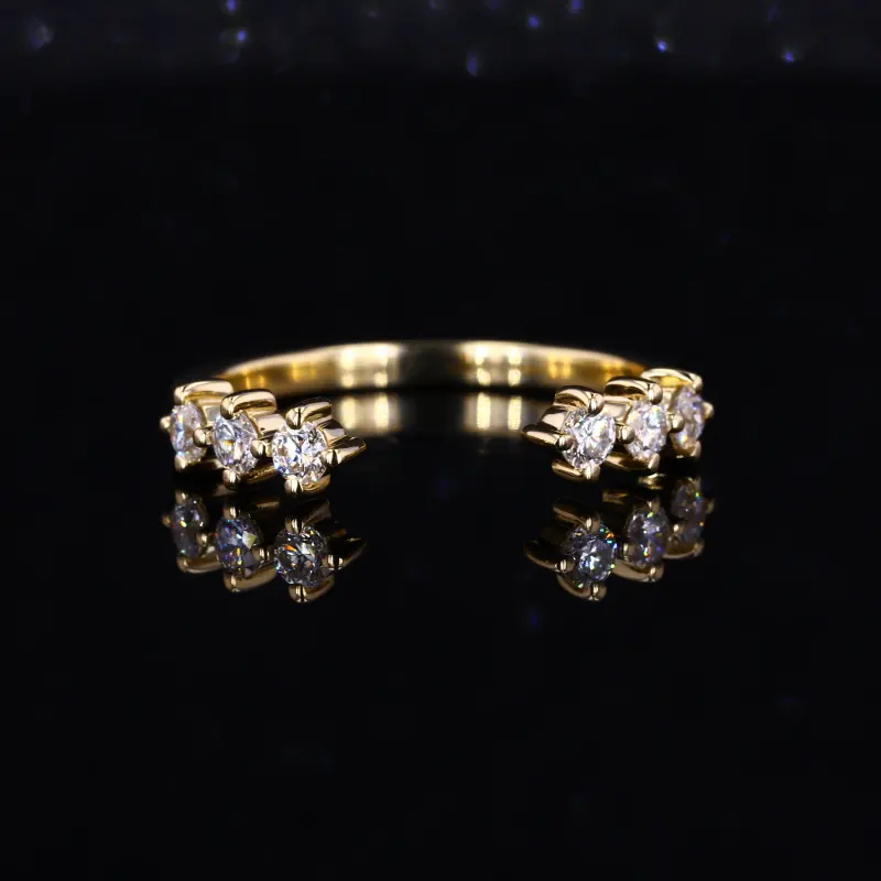 Faísca Branco Lab Grown Diamante Brilhante 14k Ouro Amarelo Anéis de Pureza