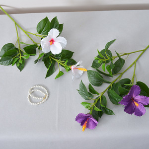 Fleurs d'hibiscus artificielles Laixing en soie plastique lavable pour décorations de mariage et arrangements extérieurs et domestiques - Product Image 4