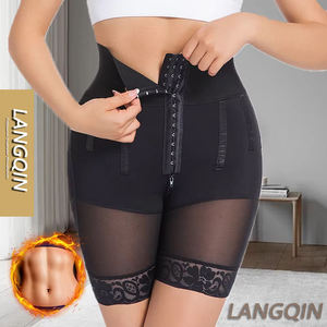 Langqin Women's High-Waisted Shaping Shorts Adjustable Triple Hook Closure Breathable Tummy Control Butt Lifter Shapewear - Product Image 1