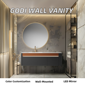 <span class=keywords><strong>GODI</strong></span> lujo estilo europeo moderno diseño Simple montaje en pared baño de madera tocador gabinete espejo inteligente al por mayor para hoteles - Product Image 3