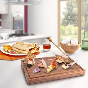 Cutting <strong>Board</strong>, Double-sided Wooden Cutting <strong>Board</strong> with Edge Texture with Juice tank and Handle - Product Image 3