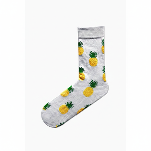 Colorful Silk <b>Socks</b> with Japanese Style <b>White</b> Pineapple Print Breathable and Lightweight One Size Fits Daily Use - Product Image 4
