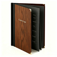 Carpeta de Menú de Madera A4 Tallada a Medida, Portamenús Simple para Restaurantes y Hoteles, Clip para Menús, Libro de Recetas