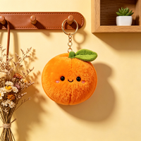 Breloque en peluche orange personnalisée en forme de dessin animé, vente en gros, jouets porte-clés en peluche personnalisés, pendentif de sac à dos en peluche douce en forme de fruit