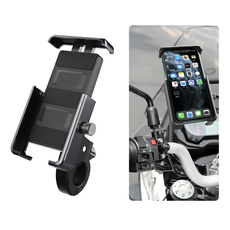 Bike Phone Mount Holder Motorcycle Scooter 360 Rotation Handlebar Cell Phone Clamp for 4.5-6.9 inch Mobile Phones