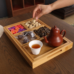 Bandeja de té de bambú Oogishido con compartimento para té y aperitivos, juego de servicio portátil para la ceremonia del té - Product Image 4