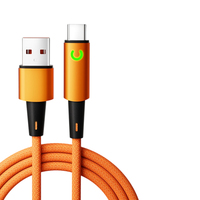 Câble de charge rapide tressé HC 240W PD Type-C avec indicateur LED de puissance automatique 1M 2M pour ordinateur portable et téléphone