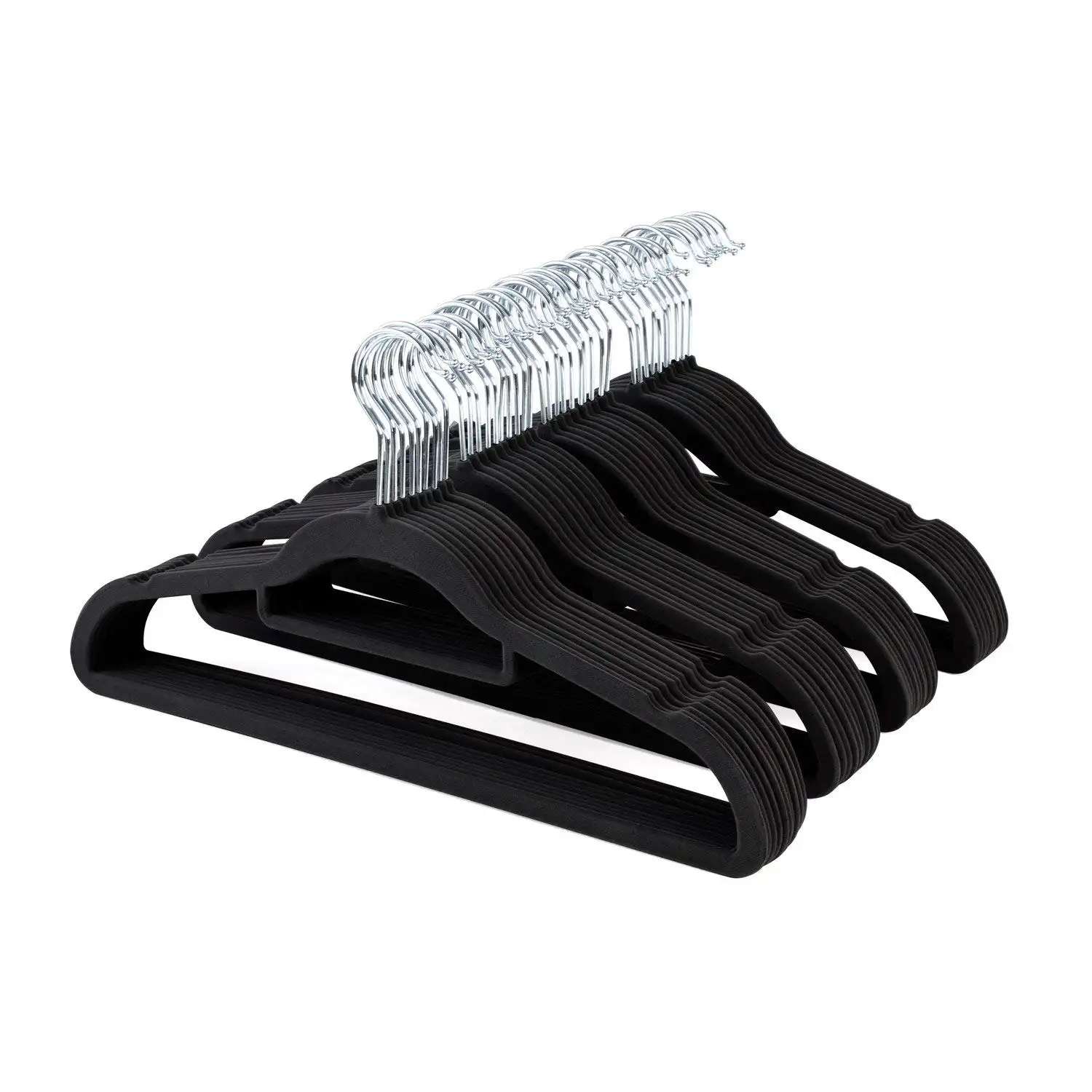 Plastic Hanger in Black,White,Grey Color,Custom Anti Slip Plastic Velvet Hanger Clothes