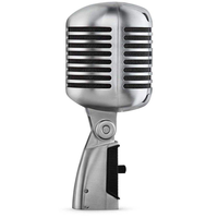 Microphone filaire professionnel 55SH Pro Audio Recording, couleur argent, pour enregistrement de batterie et chant.
