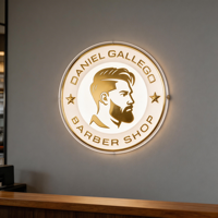 Enseigne lumineuse LED personnalisée avec logo 3D rétroéclairé en acrylique miroir doré, enseigne LED pour salon de beauté, logo mural
