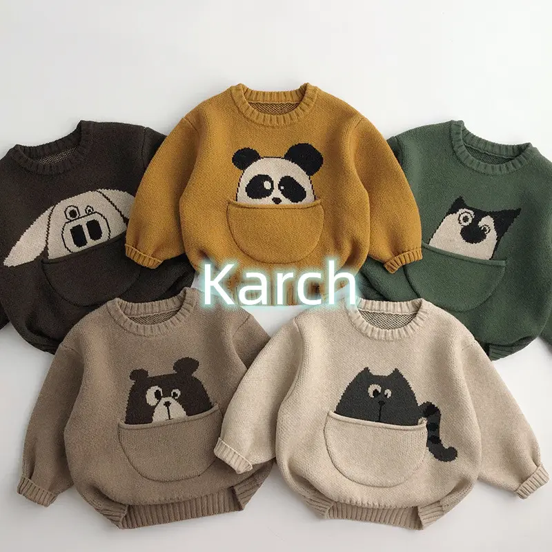 Großhandel Kinder Kleidung Pullover Hochwertige Kinder Jungen Schöne Tier Stickerei Design Strickwaren Winterkleid ung