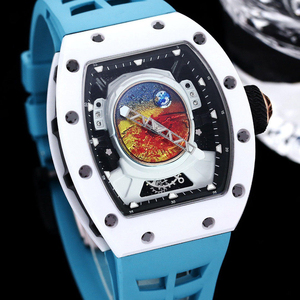 Trendy High End Popular <b>Watch</b> White Ceramic Case <b>Rubber</b> Strap Tourbillon <b>Watch</b> Business Men's <b>Watch</b> - Product Image 3