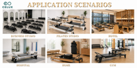 Machine de Pilates Reformer Commerciale de Luxe en Aluminium, Réglable, avec Plateforme d'Équilibre et Finition Bois