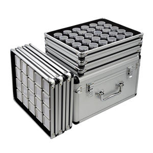 Plateau de présentation rectangulaire en métal avec doublure en velours et fermeture à boucle pour bagues, pierres précieuses et objets de valeur, portable - Product Image 6