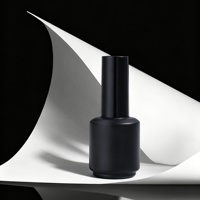 Bouteille en verre cylindrique noire classique de 15 ml et 16 ml pour vernis à ongles en gel, avec bouchons et pinceaux, contenants vides personnalisables avec logo OEM – Produit très vendu