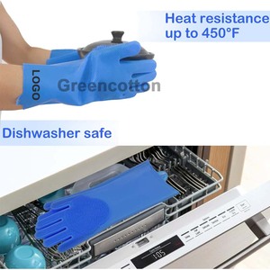Custom Logo Silicone Cleaning <b>Gloves</b> Reusable Waterproof Non-Slip Food-Safe Heat-Resistant for Kitchen Home Dishwashing - Product Image 5