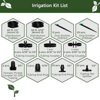 Kit d'irrigation goutte à goutte pour jardin avec émetteurs de pulvérisation réglables, tuyau d'irrigation 5/16" 1/4" pour bacs surélevés, pelouses et pots