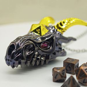 Juego de Dados Poliédricos Metálicos Mini con Estuche de Almacenamiento con Cabeza de Dragón, Accesorios de Juego de Rol D&D TRPG de Aleación de Zinc - Product Image 3