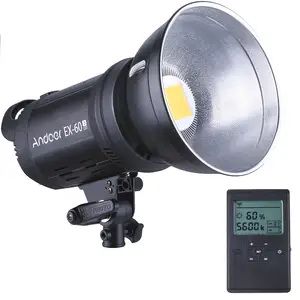 EX60III Studio Photography LED Flash Light Strobe Light 60W 5600K CRI95 Dimmable Brightness 16 Channels Bowens Mount with LCD Di